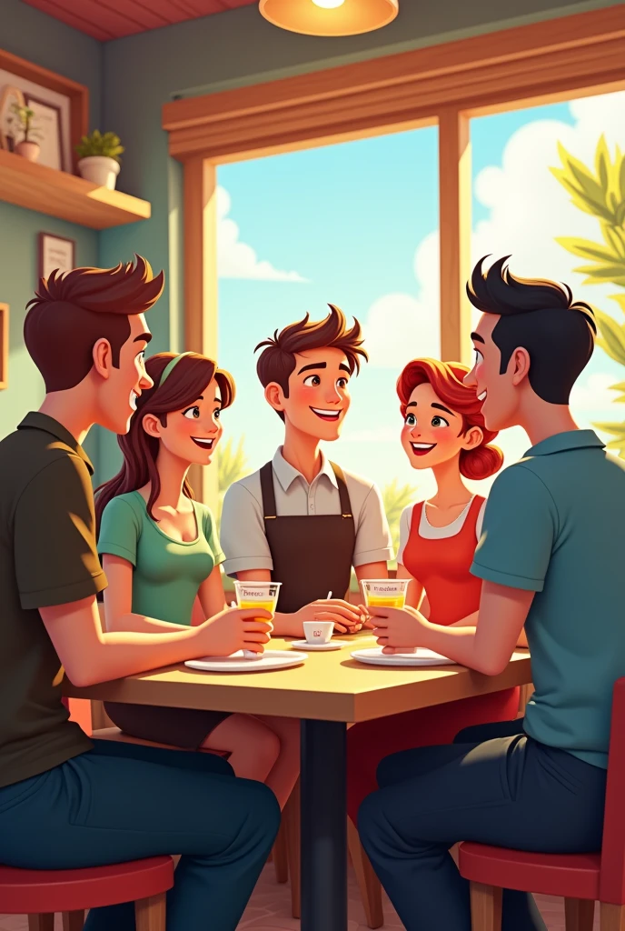 Cartoon 2 restaurant staff friendly parley with manager