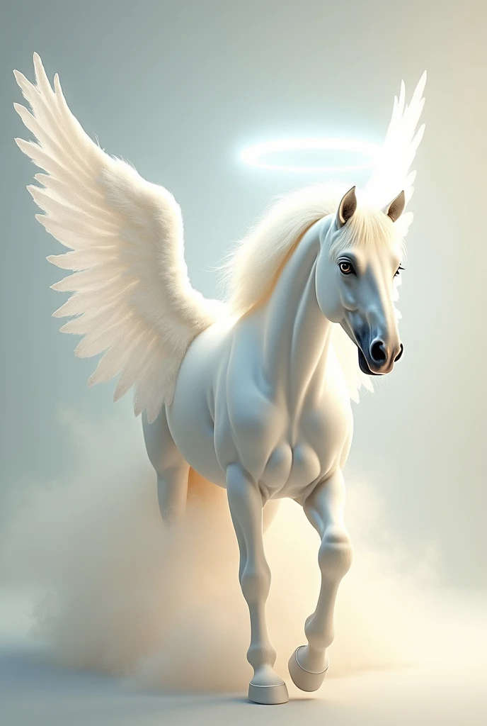 Angelic Horse with halo with minimalist design and logo branding