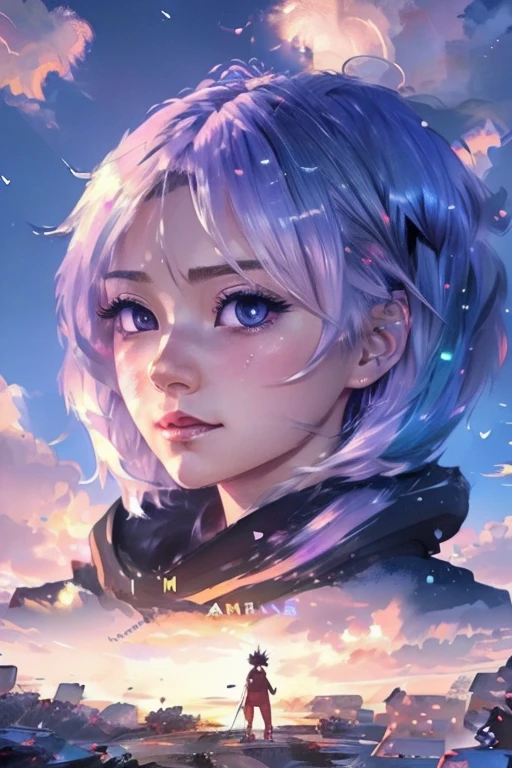 A beautiful anime girl with short white hair, violet eyes, wearing a hoodie sweatshirt, sitting in front of a computer, holding a banner, vtuber style, street style, (best quality,4k,8k,highres,masterpiece:1.2),ultra-detailed,(realistic,photorealistic,photo-realistic:1.37),extremely detailed eyes and face,longeyelashes,detailed hair, detailed clothing, detailed background, vibrant colors,dynamic lighting,cinematic composition