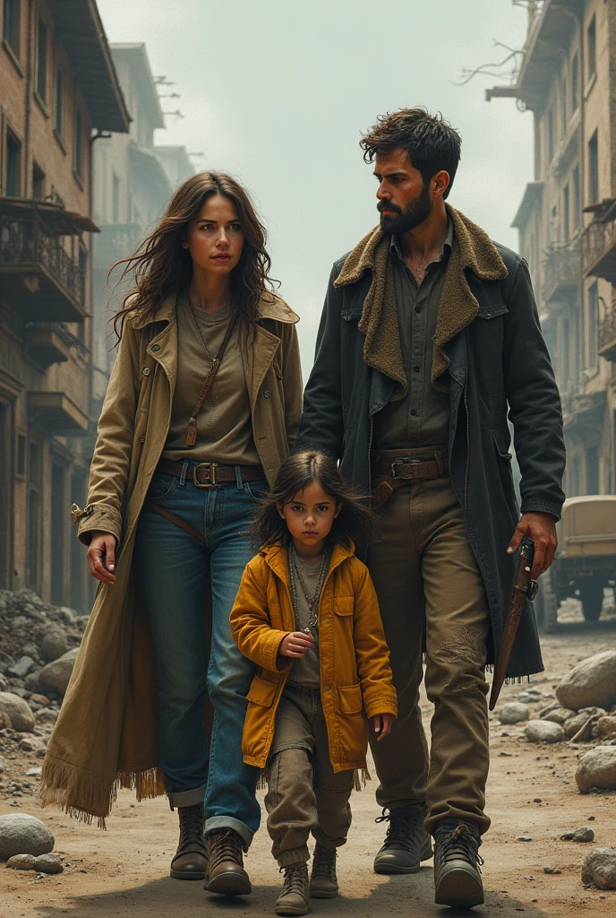 Mother, father and daughter fight for survival in the apocalypse with a support system