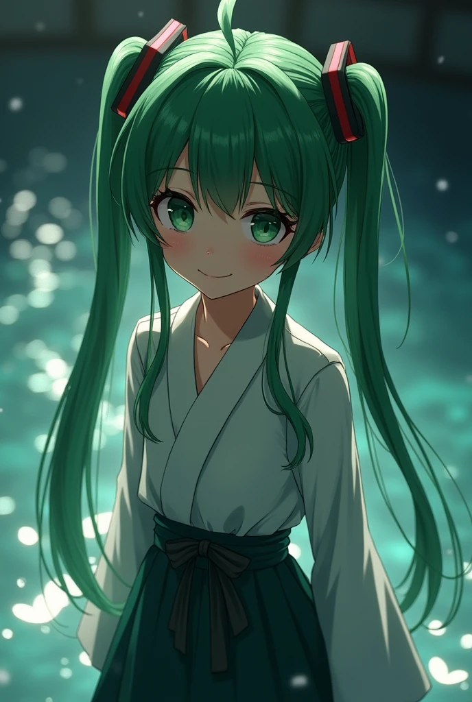 1 Girl, Solitary, Hair accessories, Green Hair, Double tail, Long hair, skirt, water,, Medium shot portrait (Faruzan) From genshin impact,, Dark fantasy background, A charming smile., Produced by Greg Rutkowski and Walt Disney，Ultra-realistic、Rich in details、Photorealism、Analog style、Focus clearly on the eyes, Movie Lighting,, , ,Ultra HD, HDR, 8K 