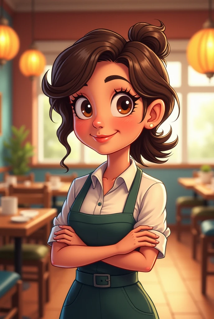 Cartoon. Restaurant manager. Friendly look
