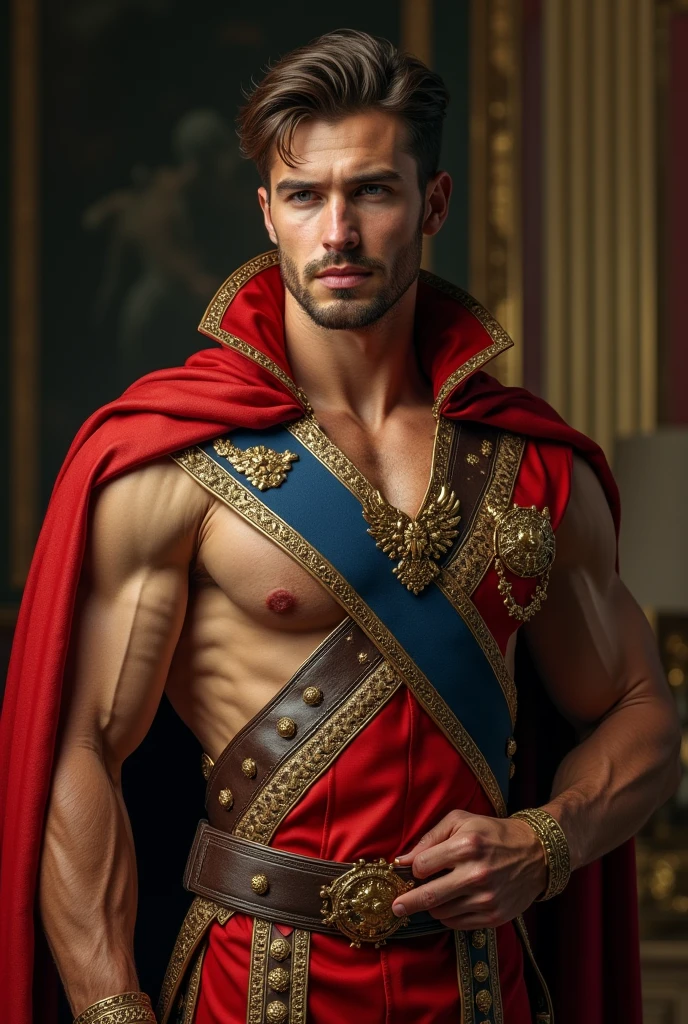 Italian nobility family boy in 2024 his age is 24 and he as sixpack strong body and they cover with royal soldier uniform  most handsome 