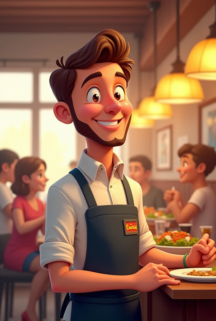 Cartoon. Restaurant manager. Guy. Friendly look