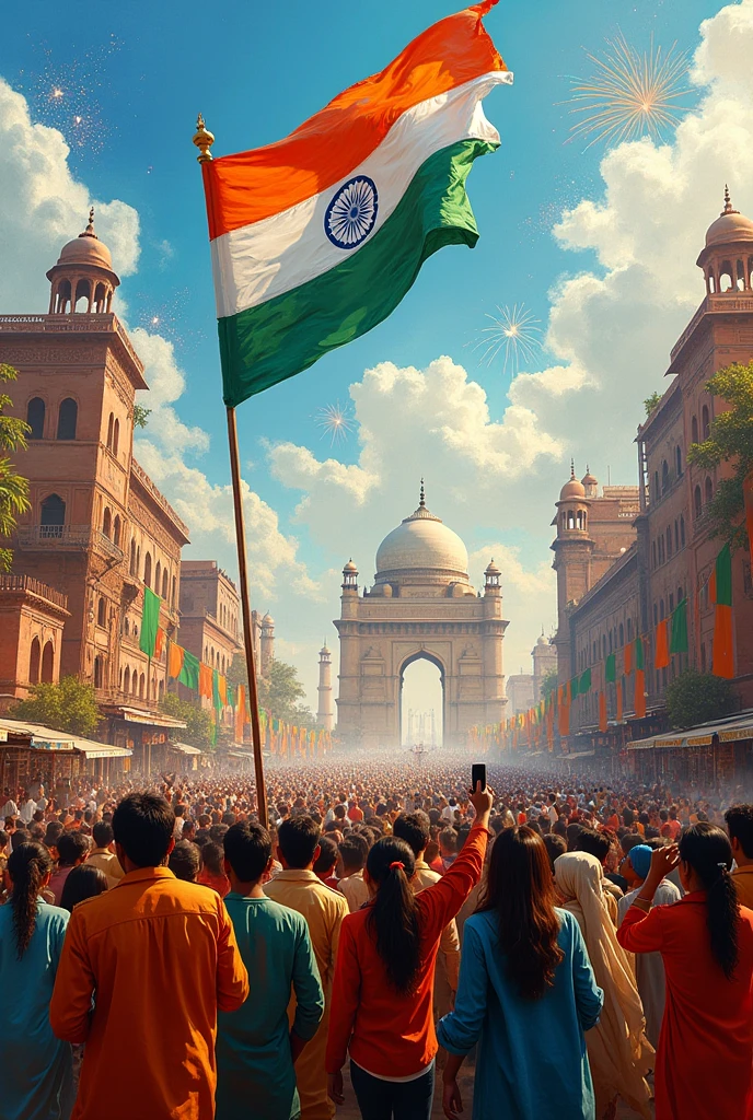 Make a detailed painting on independence day of india
