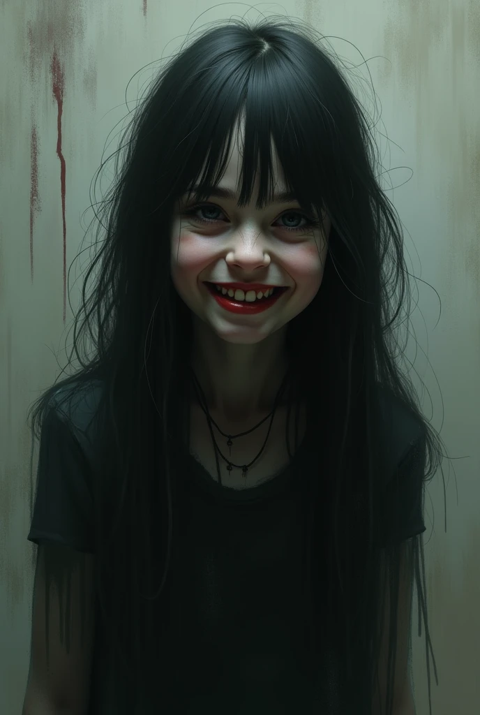 One girl or one shadow horror smile
