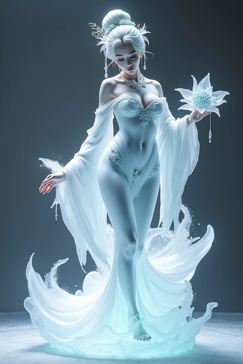 best quality, very good, 16K, ridiculous, Extremely detailed, Gorgeous woman,Made of translucent jadeite, Background grassland((A masterpiece full of fantasy elements))), ((best quality)), ((Intricate details))(8k),sexy body,traditional girl arts,Queen girls,full body,erotic arts,Amazing deign), ice sculpture girls,chinese Queen, chinese nude, colorful arts