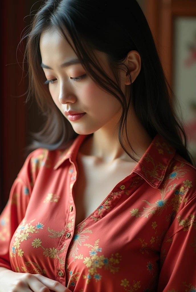 Cute chinese girl, wears chinese traditional shirt, ((boobs out from shirt)), ((i can see her pussy)), boobs out, sex position, step sister, fatal position, realistic, i can see and pussy, breastfeeding, masturbation