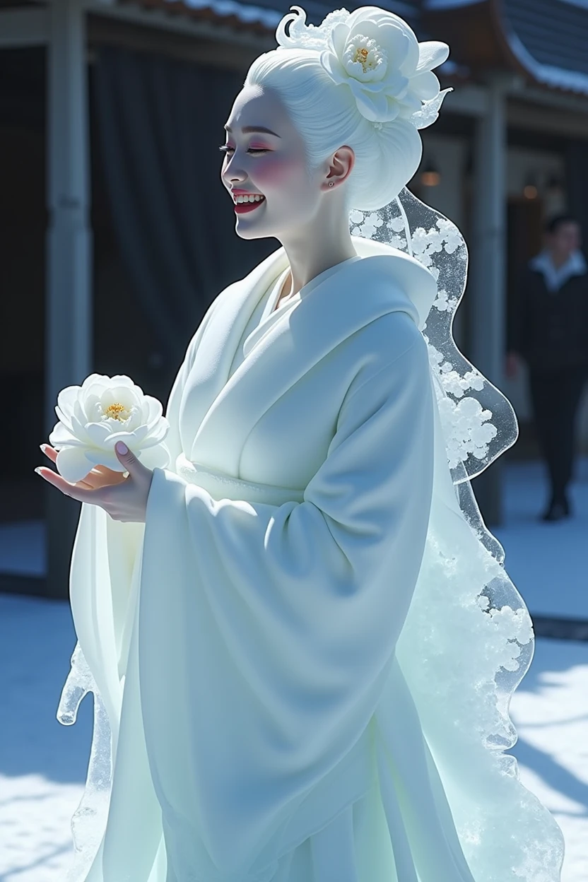 (ice - carving:1.4),Movie Angle,(Fan Bingbing, ice sculpture girl,Anatomically correct,full bodyesbian,Masterpiece ice sculpture camellia,Representative work Hanfu,Smile,sexy,full body arts,traditional arts,erotic arts,Queen arts,Amazing body arts,Amazing hear style,traditional japanese girls,japanese geisha, japanese artworks,Pari, jewelry arts,full body arts style)