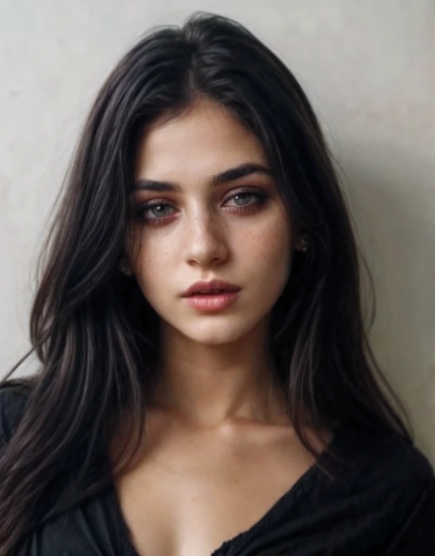 25 year girl,cute,long bobcut,brunette,dark green eyes,round face,torn clothes,night,indoor,black mascara,lipstick,wearing saree with jewellary ,goth,abandoned building,fog,gritty,messy hair,close-up,rainbow hair,long hair,freckles,realistic, photorealistic, epiCRealism, masterpiece, best quality,