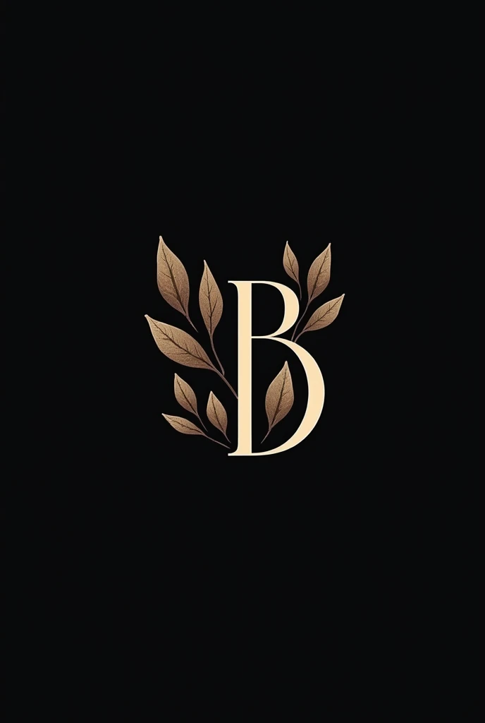 I need a logo to represent the leter P and B in a minimalist way , there must be some dry leafs as well , the background should be black , this is for a Poetry page