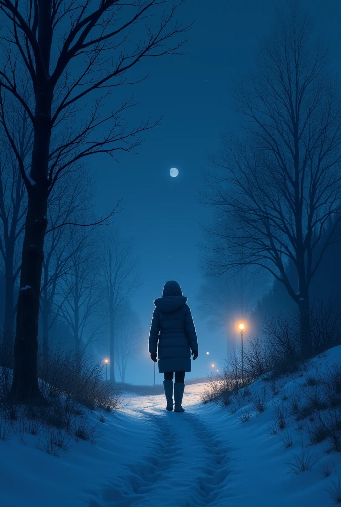 A dsark blue night of winter having  cool breeze