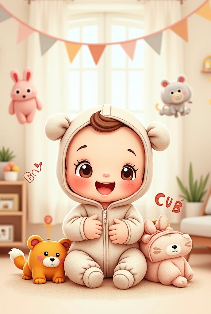 Baby accessories brand which name is cuties Cub withe todling baby who present the brand