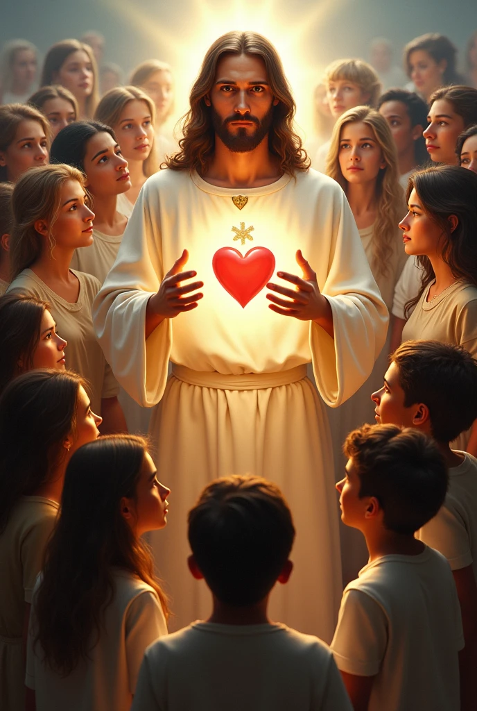 The Sacred Heart of Jesus with young people in the world