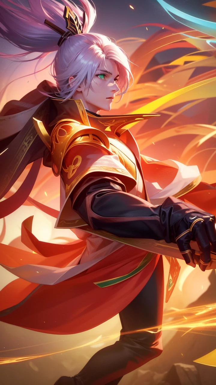Attractive profile picture, masterpiece, ultra-precise rendering, beautiful and cool young man, trustworthy, dependable young man, savior of the world, simple design, most beautiful image, 4K, light green eyes, the color of the clothes is the same as the original, cyber ninja mask.