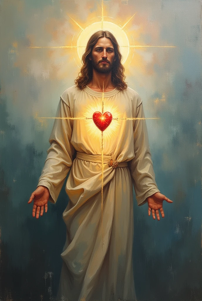 The sacred heart of jesus faceless painting