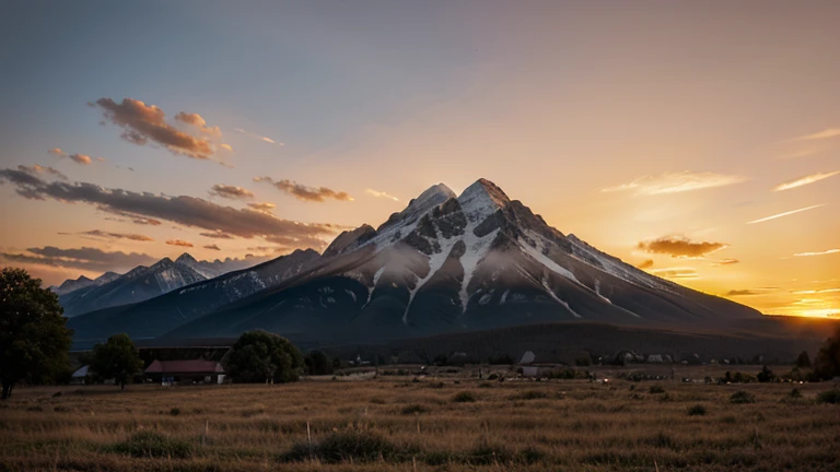 mountain, at sunset.