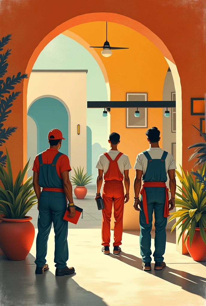 Architectural painting shop recruitment flyer Stylish and retro feel
