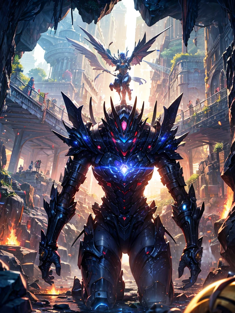 masterpiece,(bestquality),highlydetailed,ultra-detailed,1girl,(beautifulPirates girl:golden,glowingeyes:Blue,Pirates armor and hats:1.2,elongatedears:0.8),(Inside the cave、adventure:1.5,weapon:energyblade),（Treasures such as gold bars:1.5）(fantasylandscape:1.2,natural lighting:1.5,confidentexpression),(panorama:1.2),Mecha Dragon、smile,angle,,chrome,raw（Red Hair:1.5）（On the run from a mechanical monster、Acrobatic moves and angles:1.5）（Four hunters fight a monster:1.5）（versus:1.4）