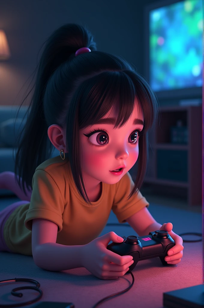 Draw a girl playing a game