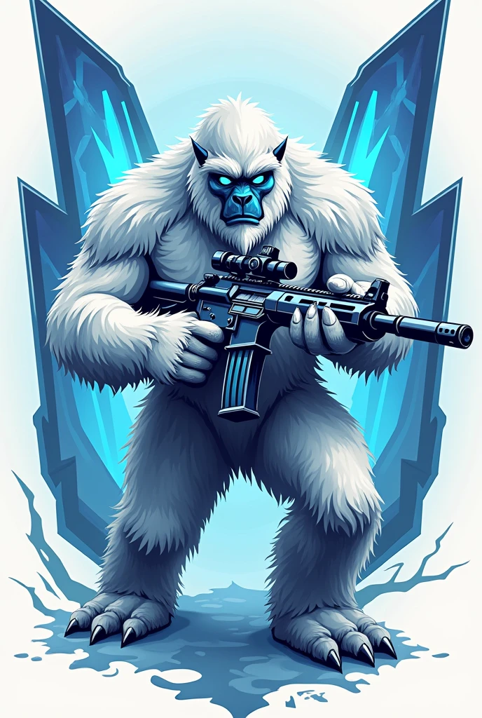 Yeti as a gamer vector logo
In one hand m416 glaciers