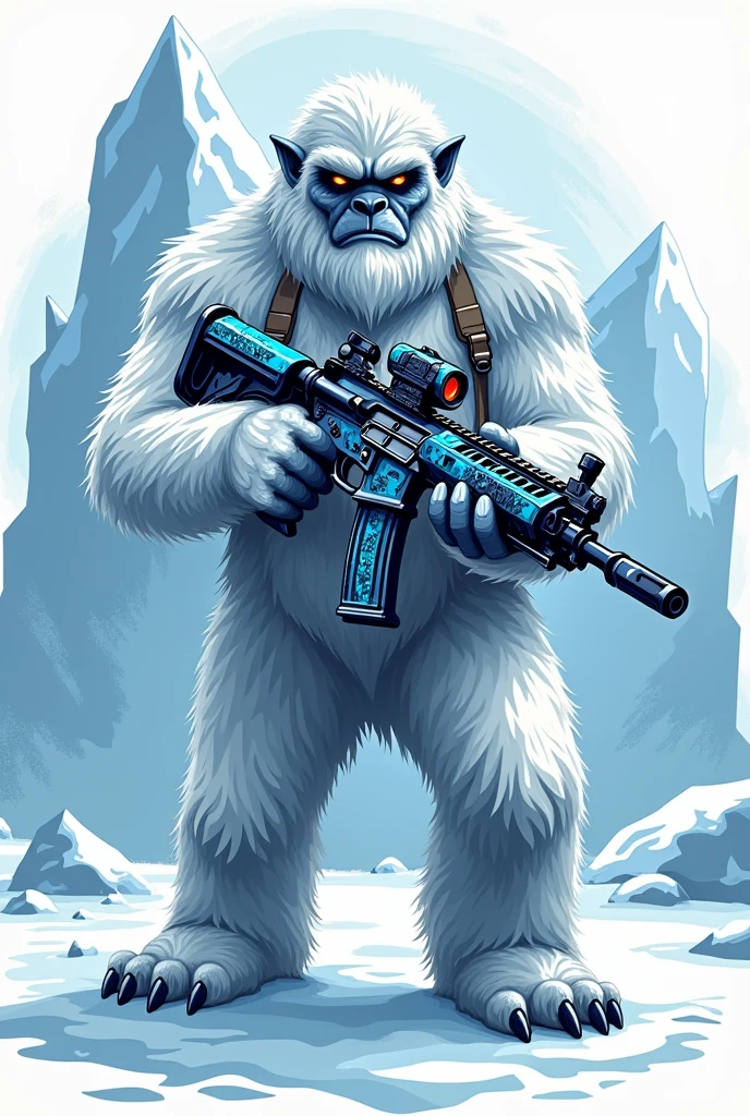 Yeti as a gamer vector logo 
In one hand m416 glaciers 