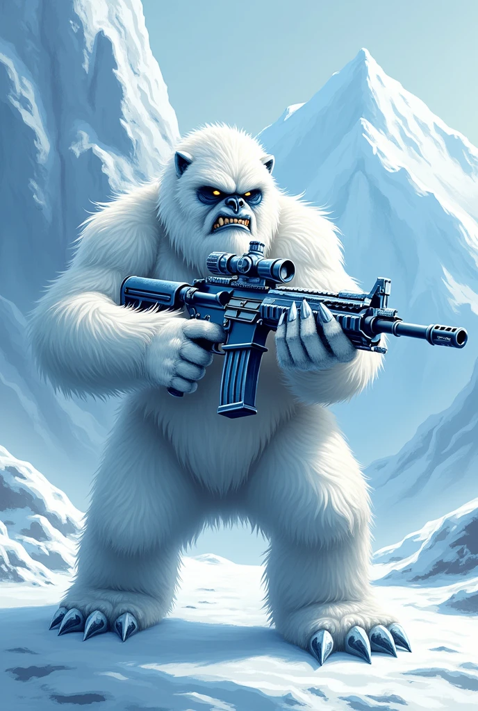 Yeti as a gamer vector logo 
In one hand m416 glaciers 