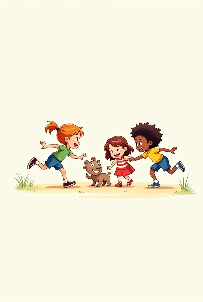 Kids animated picture having fun together with no background
