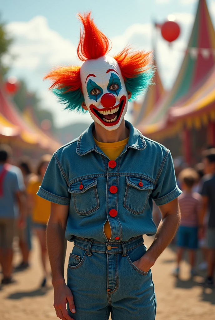 clown　Denim top and bottom