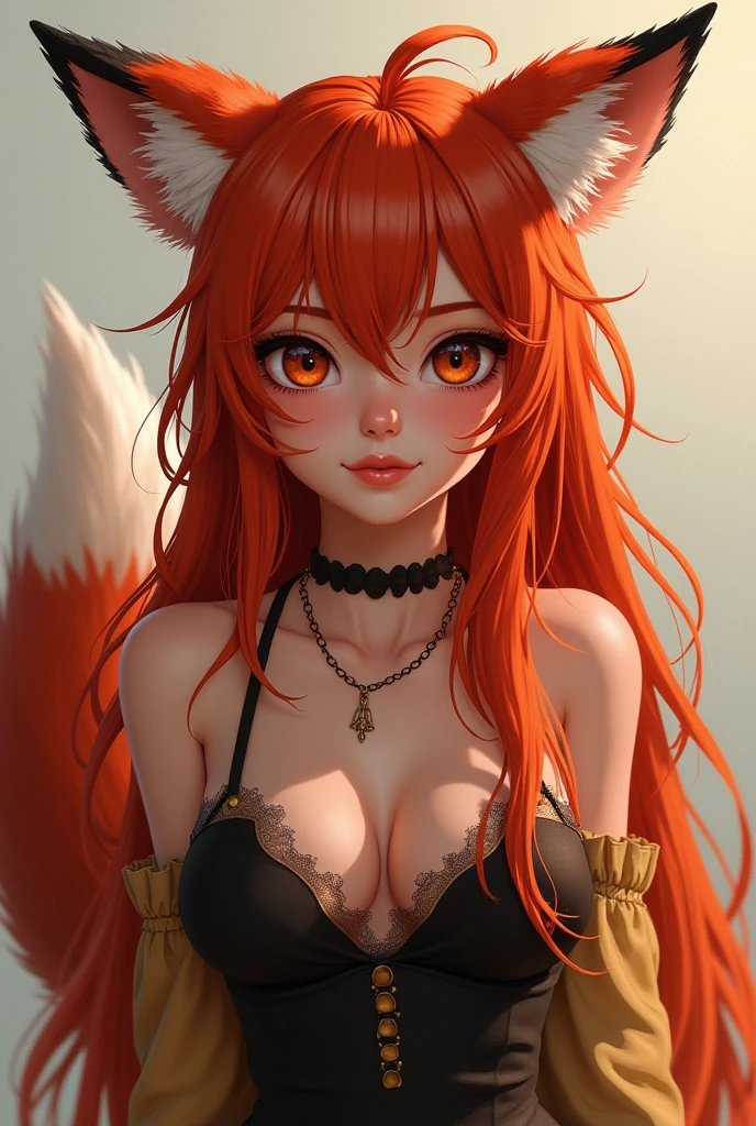 a red-haired girl with a fox tail and ears anal swx