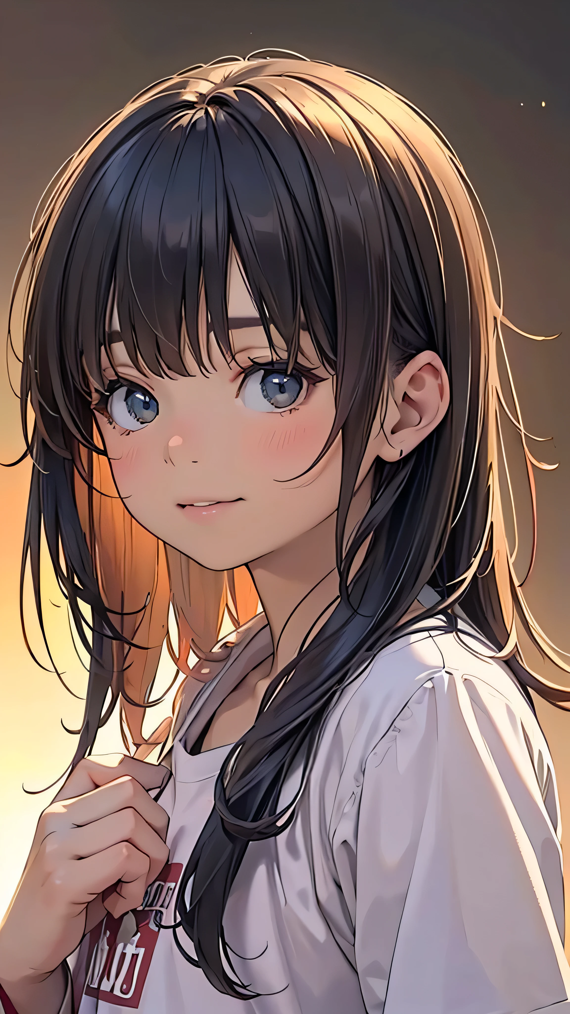 Official Art, wallpaper, Very detailed, (((Very detailedな目と顔))), Realistic portraits, (Highest quality, masterpiece, High resolution), (High resolutionスキン: 1.2), 8K Ultra HD, Backlight, Background Blur, smile, One Girl, Close-up of a girl in a white shirt, A beautiful girly face, Attractive beautiful face, Beautiful face and perfect skin, Diffused, natural skin glow, Attractive and beautiful, Enveloped in golden light, Gorgeous and attractive face, Soft Golden Hour Lighting, natural beauty expressive pose, Soft golden light, Attractive girl, Beautiful girl face, Golden Background, 