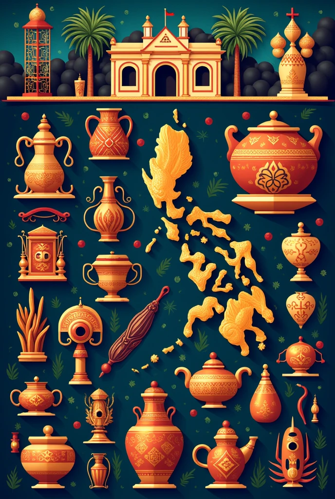 Create an Infographic that will showcase the art work in the Philippines (shape, color, lighting)
