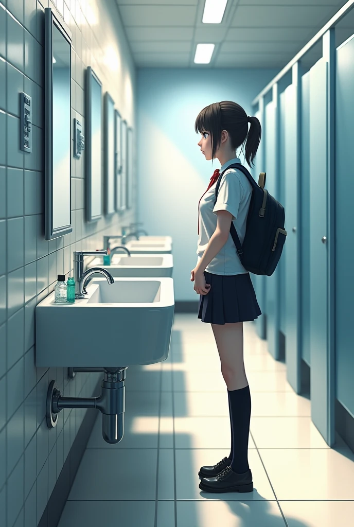 School girl in the bathroom