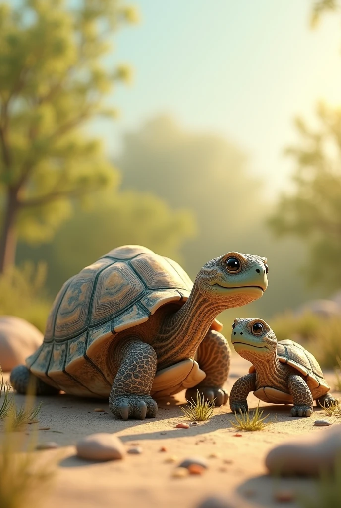 Une tortue de terre, ube grande tortue de terre et une tortue de mer mignone pour décorer une maternelle