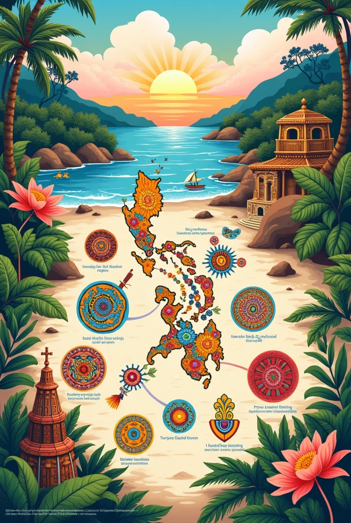 Create an Infographic that will showcase the art work in the Philippines (shape, color, lighting)