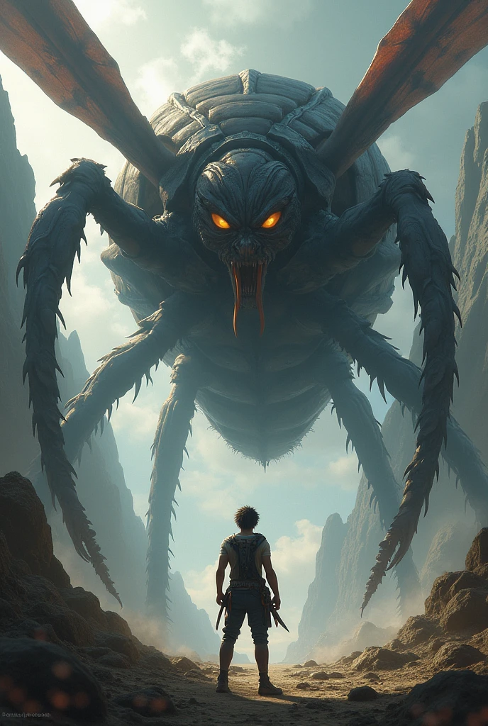Pazu facing off against musca