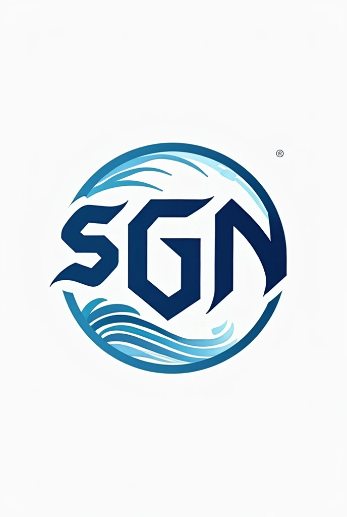 "SGN" monogram logo with theme and wave pattern inside a circle