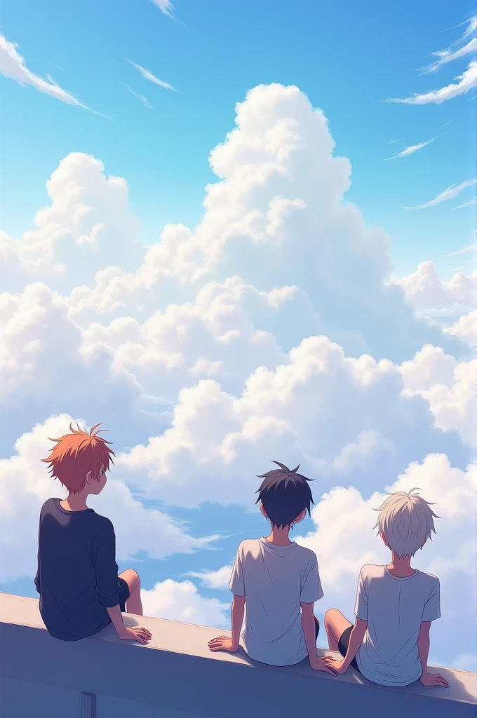 Anime boys in a sky view elev