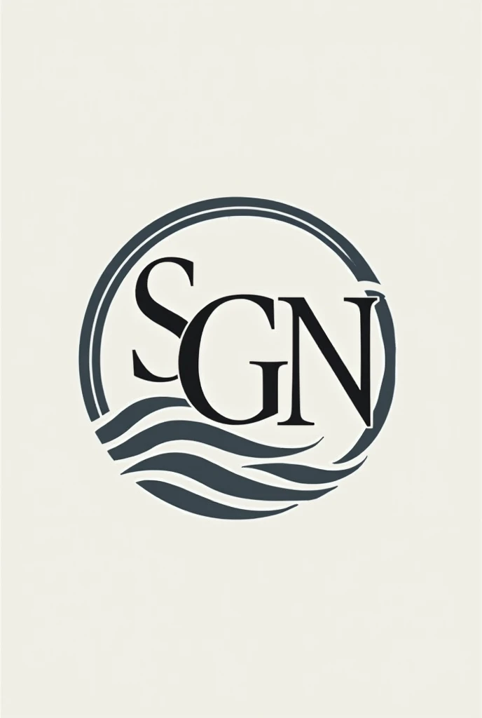 "SGN" monogram logo with wave pattern inside a circle, letters and waves together