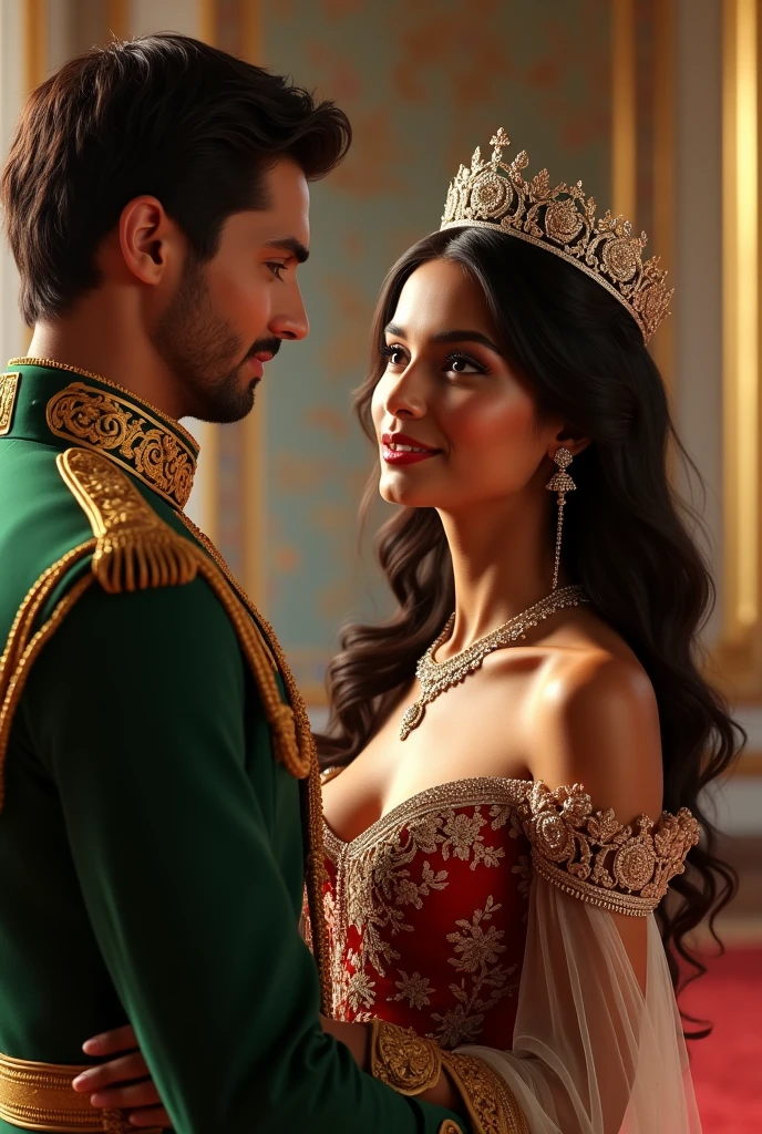 Princess Her mother is sri lankan queen and father is italian king create blend of sinhala and italian beauty girl she has white mix tan clor , and this princess talking with italian handsome royal gard they keep distance