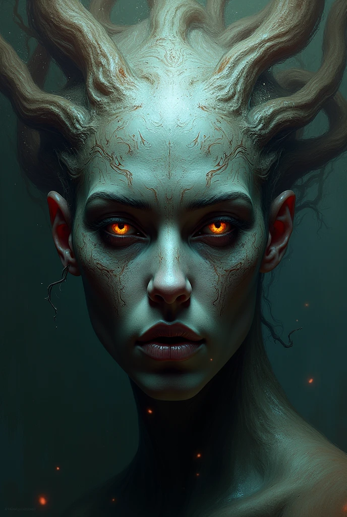 A face with the skin of the high priest of chaos