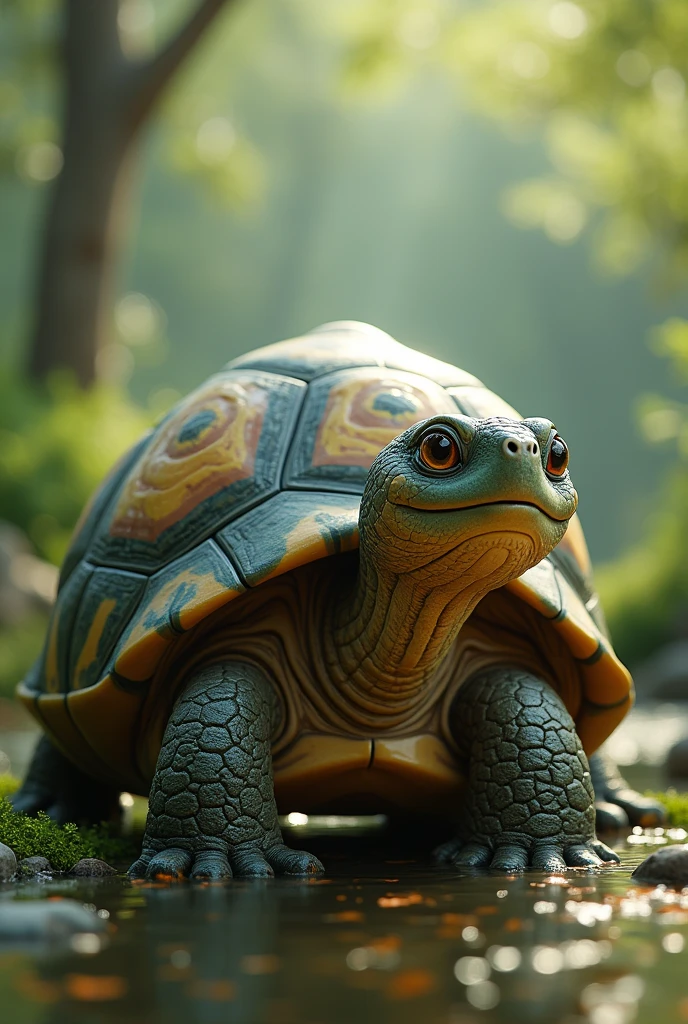 Une grande tortue très mignone et heureuse
