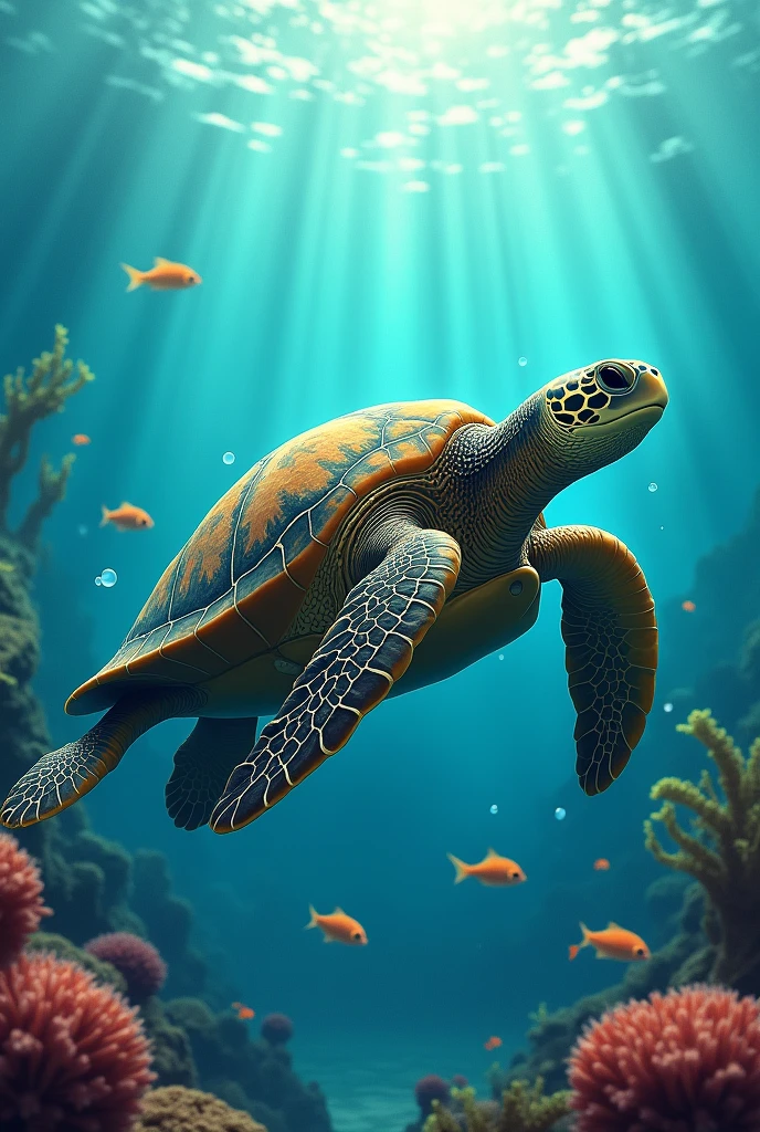 A very cute big sea turtle