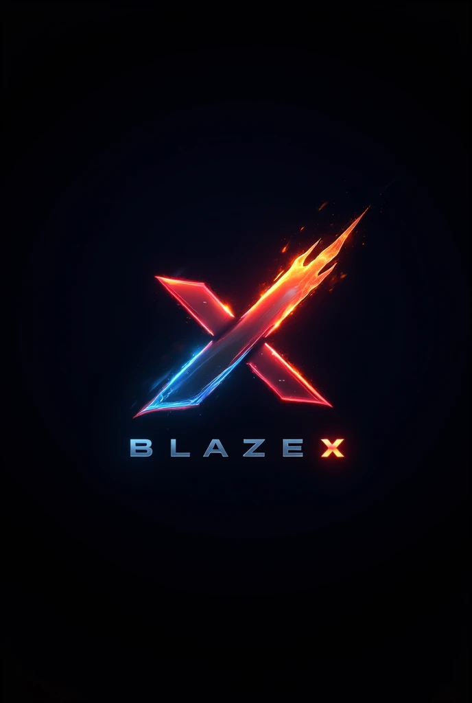 Text: The name "BlazeX" should be in a bold, modern font, emphasizing both the “B” and “X” for balance. The font could be slightly angular to give it an edgy, aggressive look.Color Scheme: Use a fiery red and orange gradient to represent "Blaze," transitioning into a deep, electric blue for "X" to symbolize intensity and coolness. The colors should blend smoothly where the two words meet.Background: A dark or black background can make the fiery colors pop. You could add subtle, abstract flame elements rising from behind the text to enhance the "blaze" effect.Icon/Graphic: Incorporate a stylized flame or lightning bolt near the “X” to represent power and speed. Alternatively, you could use a dynamic, flame-shaped "X" that integrates directly into the name.Overall Feel: The logo should have a sleek, intense vibe, reflecting the excitement of gaming and the energy of competition.
