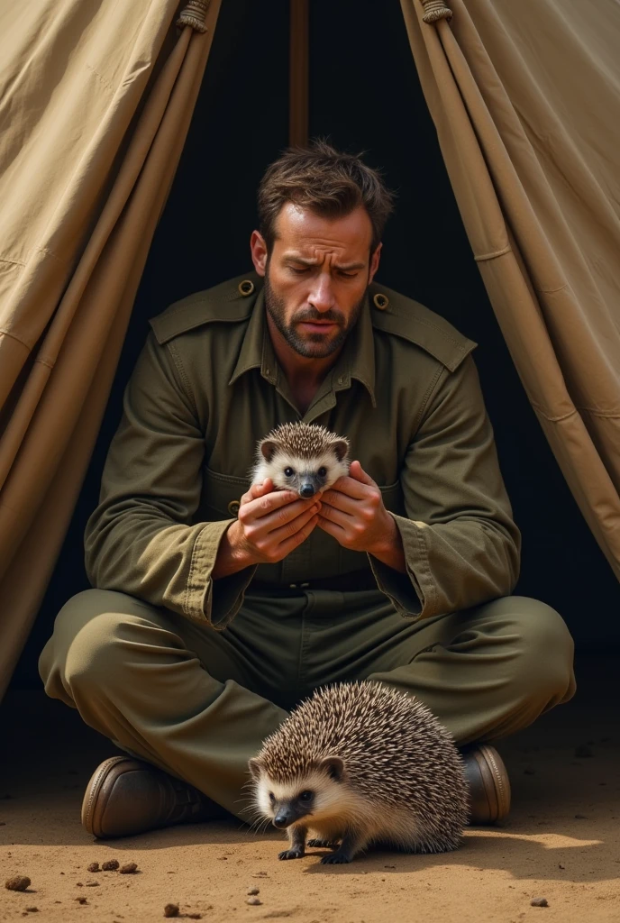 Man with a Hedgehog: A soldier sitting in his tent, holding a hedgehog and trying to teach it tricks. He looks worried that someone might steal it. Kingdom timeline