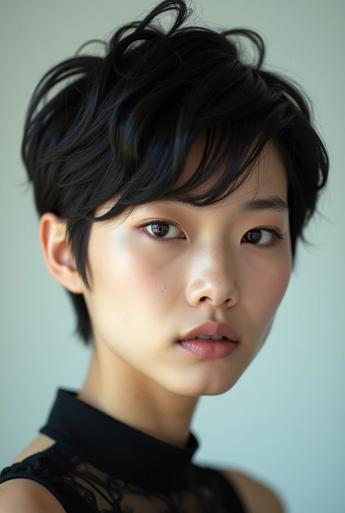 Short hair chinita with wolf cut asian
