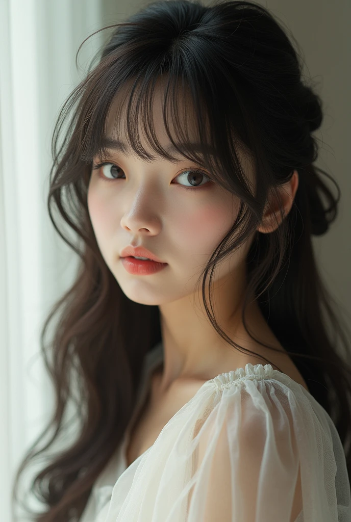 Long hair cute japanese with wolf cut