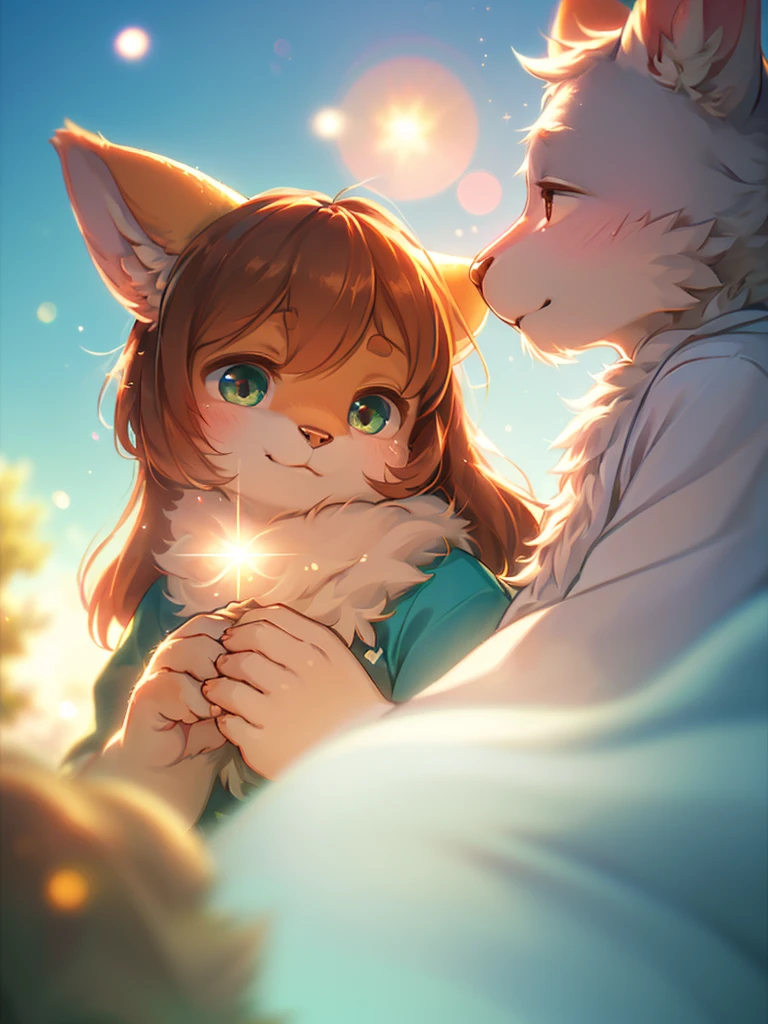 (Sumilux f1.4 50mm , low Latitude old color negative film , cross process , (bokeh), flare, chromatic aberration , soft focus, (Shallow focus) , soft glow , Maximum aperture, high Key , Transparent depiction , Tyndall) , artistic photo , (lovey-dovey elderly animal couple) , (Fluffy loose body) , Gentle Time
