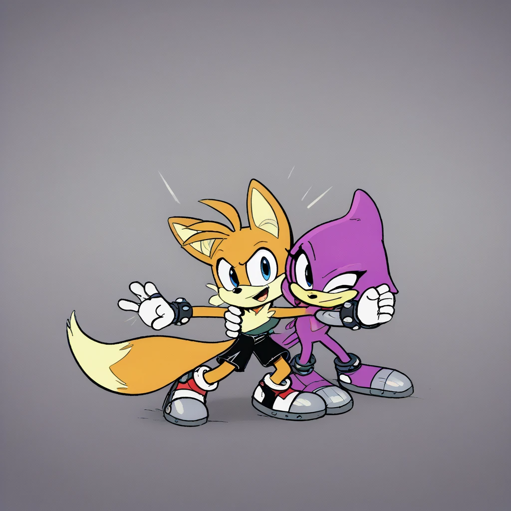 Custom avatar, fox mix gecko character, wearing black shorts, in the cyberspace, cgi backround, doing a dyamic pose,
rubber_hose_character,