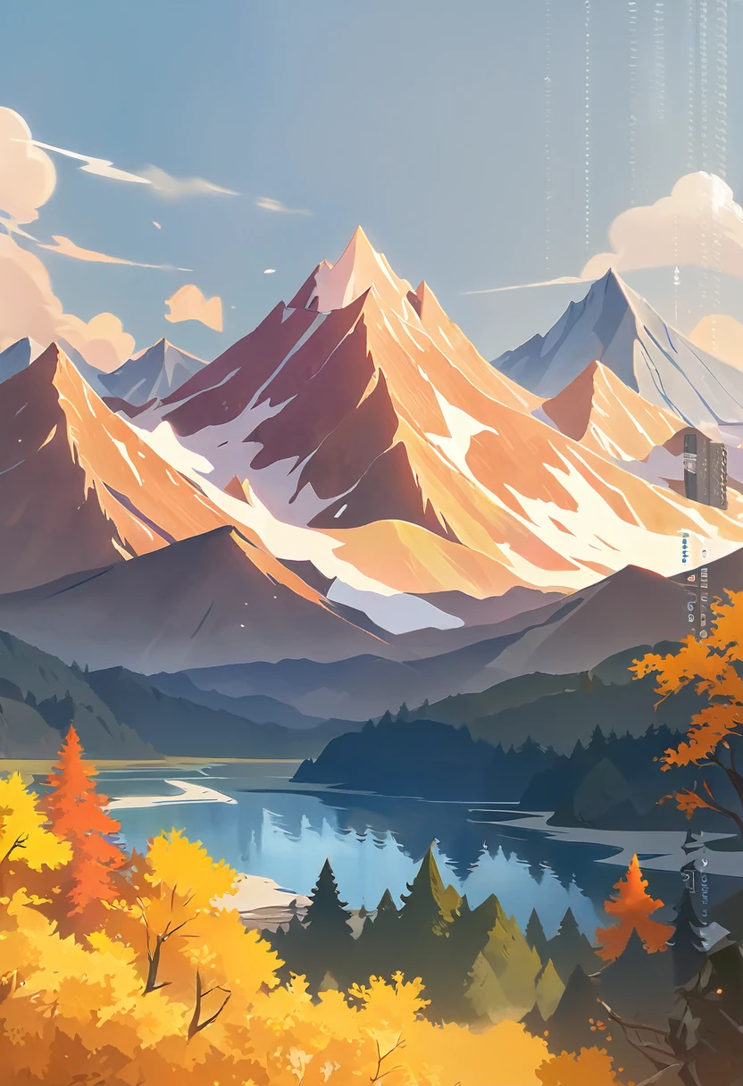 impressive painting of a mountain with trees and water, a detailed painting by Petros Afshar, shutterstock contest winner, environmental art, detailed painting, outlined art, 2d game art, isolated background for logo, strong contours, logo design
